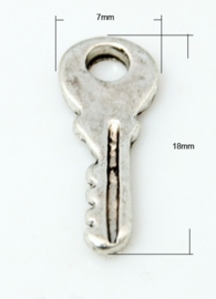 10 x tibetaans zilveren bedeltje sleutel 7 x 18 x 1,5mm Gat: 3mm
