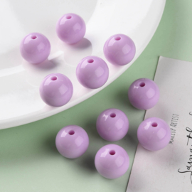 10 x Acryl kralen rond 16 x 15 mm – gat 2,8 mm – Violet