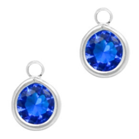 1 x DQ facethanger gekleurd Cobalt Blue - crystal-silver 7x10 mm