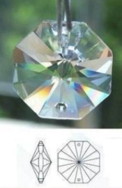 1 x prachtige tussenzetsel octagon facetkraal echt kristal 2 gaten 12 x 6mm