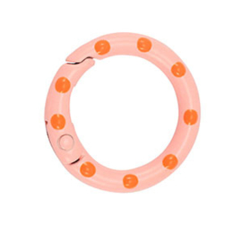 1 x Gekleurde onderdelen sleutelhanger ring Pink-orange ca. 25x4mm