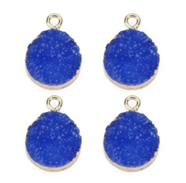 1 x  resin hanger druzy quartz 13,5 mm blue-gold