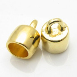 1 x DQ metaal Eindkap 14 x 8 mm diameter 6 mm oogje3 mm Goud kleur  (Nikkelvrij)