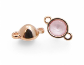 1 x  DQ metaal  Hanger SS29 (6mm) puntsteen 2 oogjes ca. 13 x 8 mm oogje 1,5 mm Rose goud (Nikkelvrij)