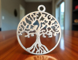 2 x Metalen Tree of Life bedels – 29 x 25 x 1,5 mm – oogje ca. 2 mm