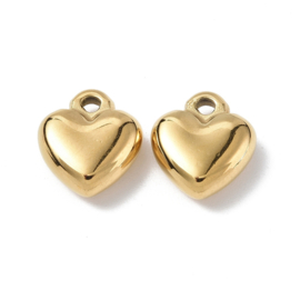 1 x Ion Plating (IP) RVS 304 hart bedel Real 18k Gold Plated, 12,5 x 11 x 4,5mm oogje 1,6mm