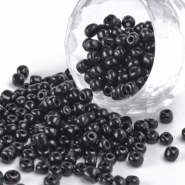 20 gram rocailles seed beads 6/0 4 mm – gat 1,5 mm – opaque black
