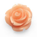 4 x Resin plakroosje cabochon 15mm peach zalm roze