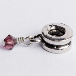 Be Charmed bedel  zilver met een rhodium laag (nikkelvrij) c.a. 21 x 8mm groot gat:4 mm