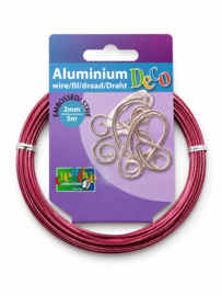 1 rol Vaessen Creative aluminiumdraad embossed rond 2 mm x 5 meter – oxblood rood (Nikkelvrij)