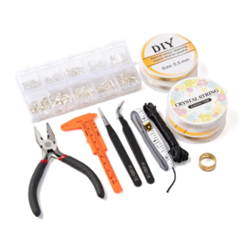 Starters pakket sieraden maken, sieraden onderdelen en gereedschap zilverkleur