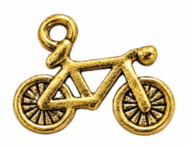 4 x Metalen bedels fiets 16 x 14,5 mm – oogje 2,2 mm – goudkleur