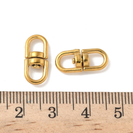 1 x RVS 304 dubbele draaibare verdeler 16,5 x 7 x 4 mm – oogjes 4 x 4 mm – 18K Gold Plated