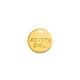 1 x Metaal Bedel 15 x 1mm  Goud kleur oogje: 1,5mm #insta girl (Nikkelvrij)