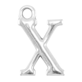 DQ bedel Letter X - Antiek Zilver  15,5 x 9,5 mm oogje: van Ø 1,9 mm (Nikkelvrij)