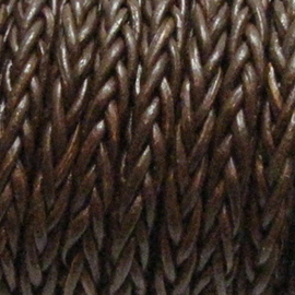 1 x  Rol DQ leer vierkant 4mm gevlochten Dark Brown per 10 meter