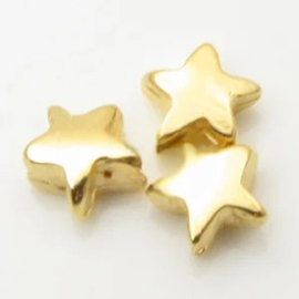 DQ metaal kraal ster goudkleur 7,5mm gat: c.a. 1mm (Nikkelvrij)