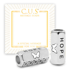 1 x C.U.S Sieraden message beads "hope" & butterfly Antiek zilver (nikkelvrij)