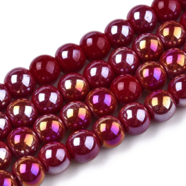 15 x Diamond coated glaskralen 6~6,5 mm, gat: 1,4 mm, Dark Red