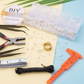 Starters pakket sieraden maken, sieraden onderdelen en gereedschap zilverkleur
