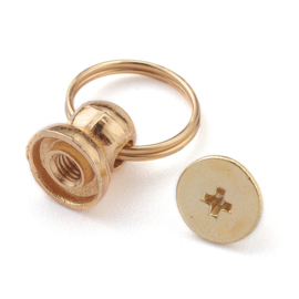 2 x Metalen Telefoonhoes studs klinknagel rivet 18,5 mm, gat: 10 mm, ring: 11,5x1,5 mm, schroef: 11x8 mm Goud kleur