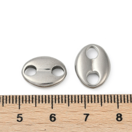 2 x 304 RVS bean beads - varkensneus kraal - knoop verdeler 14,5 x 11 x 3 mm – gat 3,7 mm – RVS kleur