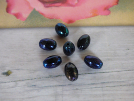 10x Glimmend Blauw/grijs Glaskraal Ovaal Vorm Afmeting ca. 8.7 x 6mm Gat: 1mm