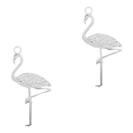 2 x Bohemian bedel flamingo 17 x 8mm oogje: 1mm filigraan