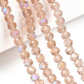 30 x Tsjechische bicone kristal kralen 4 mm gat 0,4 mm peachpuff AB Plated