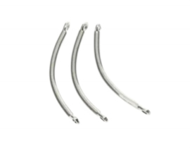 10 x Gebogen metalen staafjes met oogjes 20mm platinum kleur 2 oogjes: c.a. 1mm