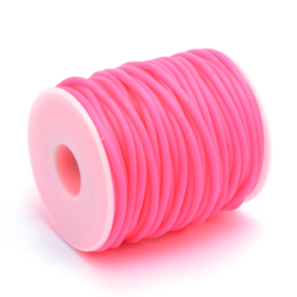 100 cm hol Rubber DQ koord 3mm gat: 1,5 mm Deep Pink