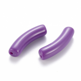 10 x Acryl kralen tube opaque Dark Violet ca. 32x8mm (gat Ø1.8mm)