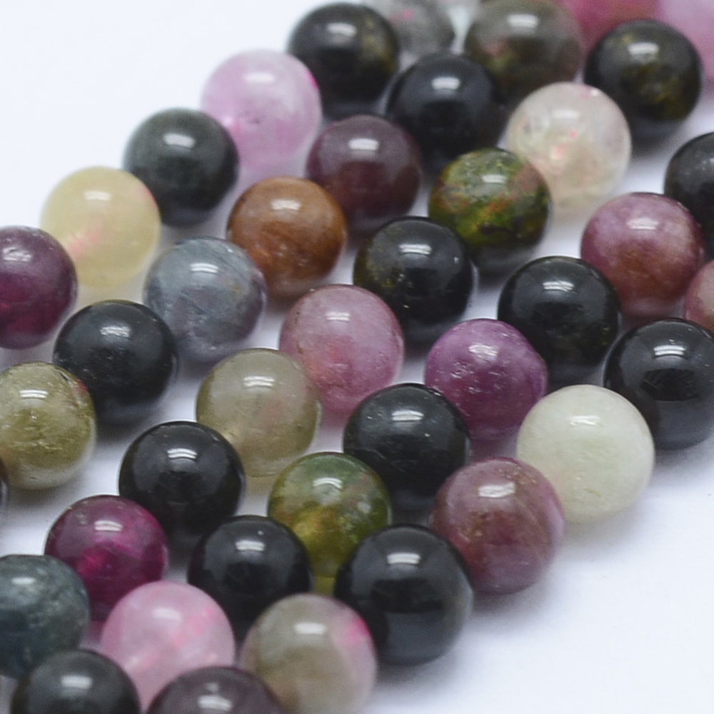 10 x edelsteen kralen van Toermalijn – 4 mm – gemixte kleuren – gat ca. 1 mm