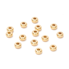 10 x RVS 202 metalen schijf kralen 4 x 2mm 18K Gold plated gat: 1,5mm