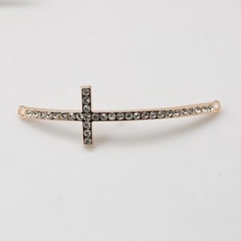 Schitterende Kruis tussenzetsel met strass 53x15x3mm Rose gold