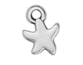 DQ metaal hanger mini zeester 7x9mm Antiek Zilverkleur, oogje 1,6 mm (Nikkelvrij)