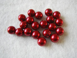 25 x  glasparels rood 10mm Gat: 1mm