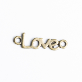 5x Tussenzetsel Love 25,5mm x 7 mm geel koper kleur oogje: 2mm ♥