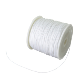 10 meter gevlochten nylon koord, imitatie zijden draad 1mm wit