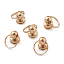2 x Metalen Telefoonhoes studs klinknagel rivet 18,5 mm, gat: 10 mm, ring: 11,5x1,5 mm, schroef: 11x8 mm Goud kleur