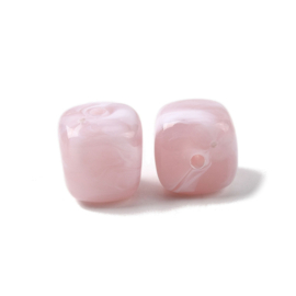 10 x Acryl kralen cube two tone opaque 17 x 15,5 x 15,5 mm – gat 3 mm – Pink