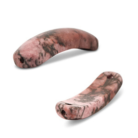 1 x  Natuursteen tussenstuk rhodoniet Pink-brown-black ca. 36 x 8,5 - 10,5mm (Ø1,5mm)
