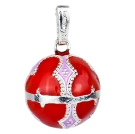 Echt  Sterling 925 zilveren harmony ball Engelenroeper kooi met klankbol 20mm rood