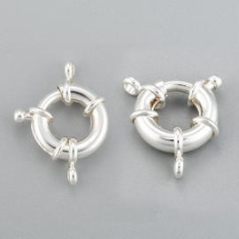 Sterling zilver 925 plated messing veerslotje, boeisluiting 15 x 5mm oogje: 2mm (nikkelvrij)