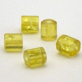 30 x crackle glas kralen cilinder vorm 7 x 8mm gat: 1,5mm geel