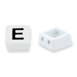 2 x metalen Tile beads E White-black ca. 8x8mm (Ø1.2mm)