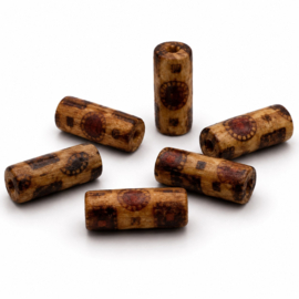 25 x Afrikaanse houten kralen cilinder 16 x 6 mm – gat ca. 2,5 mm