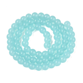 30 x Imitatie jade glaskralen rond 6-6,5 mm – gat 1,4 mm – Turquoise
