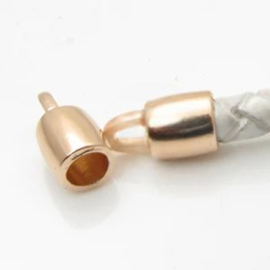 DQ metaal eind kap diameter 6mm rose goudkleur, oogje 2,5 x 3,5mm (Nikkelvrij)