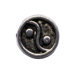 10 x metalen yin yang kraal zilver kleur 6,5 x 6,5mm gat: 1mm